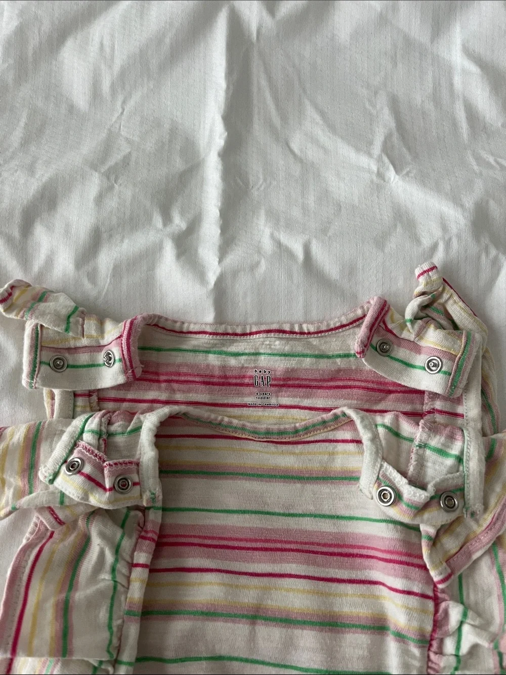 Gap Girls' Pink & Green Striped Ruffle Romper size 4T